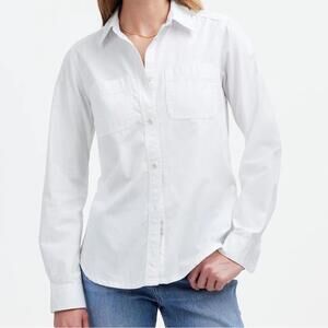 Madewell Denim Button-Up Shirt in Eyelet White
